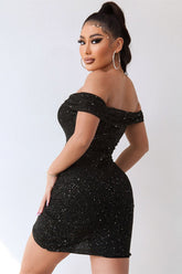 Black Homecoming Dress Off The Shoulder Cocktail Dress